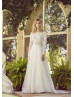 Long Sleeves Ivory Lace Organza Light Wedding Dress